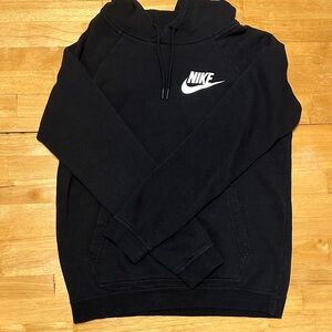 Nike Women's Black Hoodie with White Logo